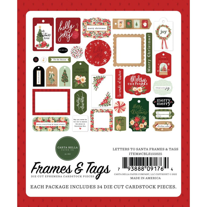 Carta Bella Letters To Santa - Ephemera Frames & Tags