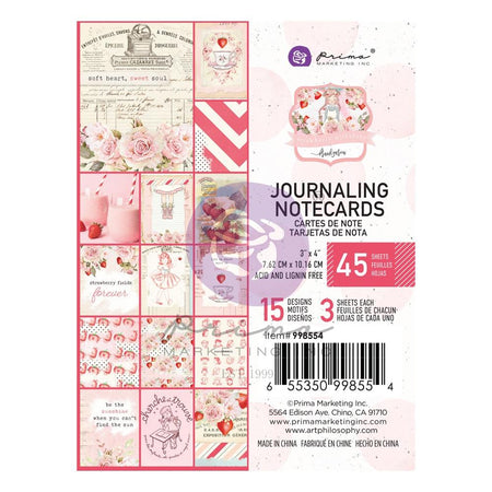 Prima Strawberry Milkshake - 3x4 Journaling Notecards