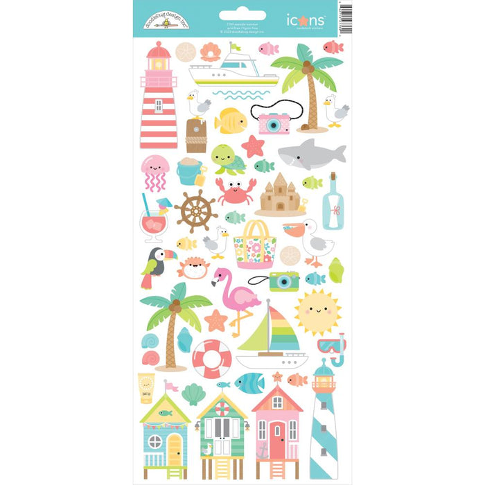 Doodlebug Design Seaside Summer - Icon Stickers