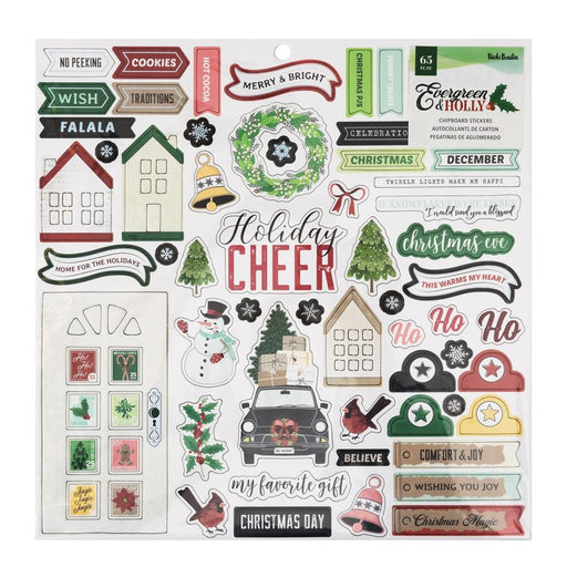 American Crafts Vicki Boutin Evergreen & Holly - Chipboard Stickers