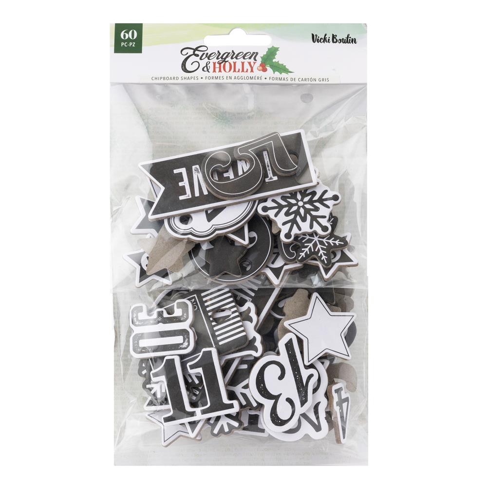 American Crafts Vicki Boutin Evergreen & Holly - Mixed Chipboard Shapes