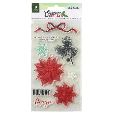 American Crafts Vicki Boutin Evergreen & Holly - Holiday Magic Clear Stamps