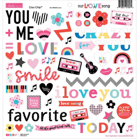 Bella Blvd Our Love Song - Ciao Chip Chipboard Stickers