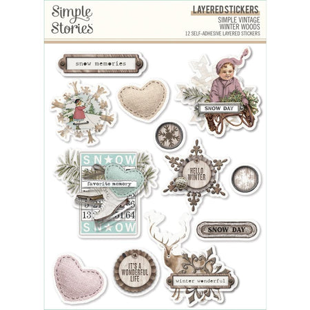 Simple Stories Simple Vintage Winter Woods - Layered Stickers