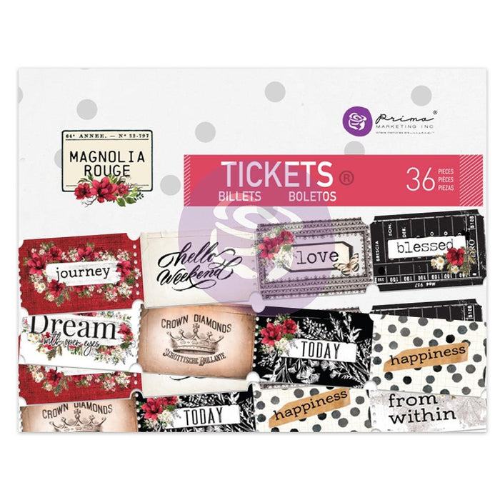 Prima Magnolia Rouge - Die-Cut Paper Tickets