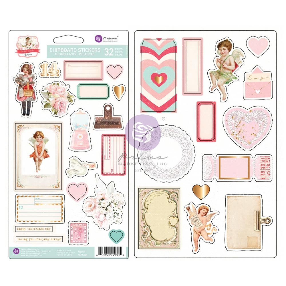 Prima Love Notes - Chipboard Stickers