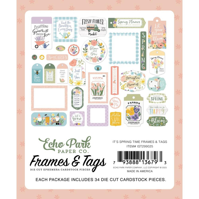Echo Paper It's Spring Time - Ephemera Frames & Tags