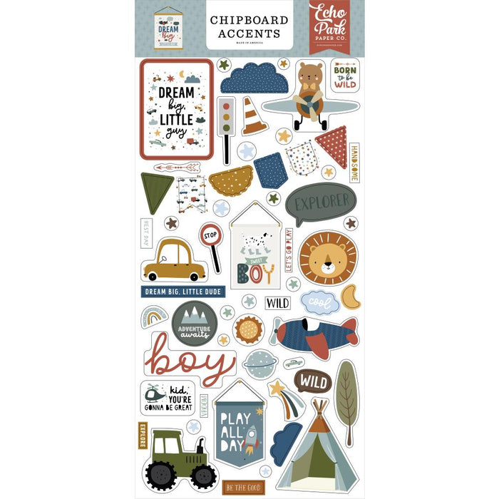 Echo Park Dream Big Little Boy - Chipboard Accents