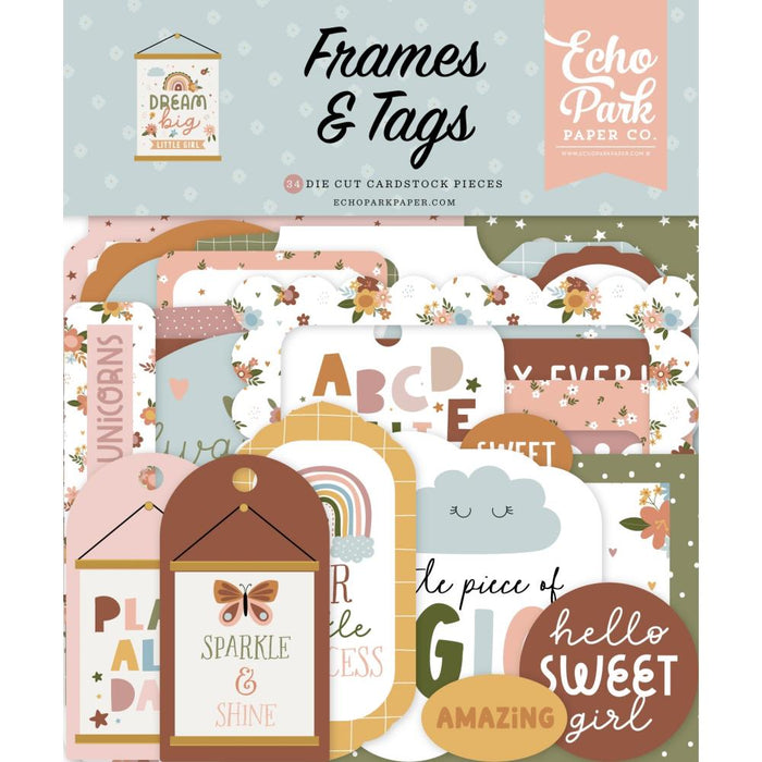 Echo Park Dream Big Little Girl - Ephemera Frames & Tags