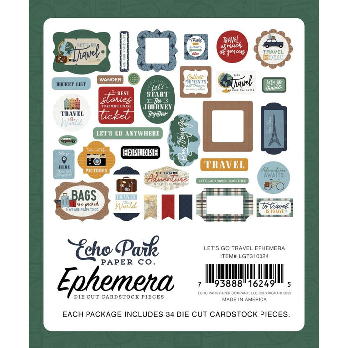 Echo Park Let's Go Travel - Ephemera Icons