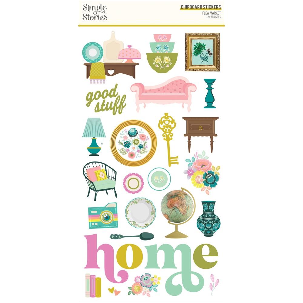 Simple Stories Flea Market - Chipboard Stickers