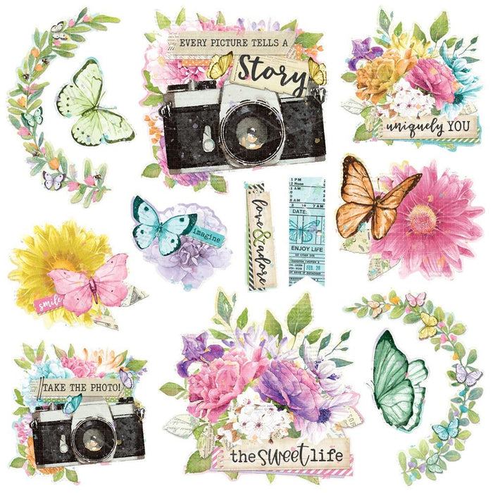 Simple Stories Simple Vintage Life In Bloom - Chipboard Clusters