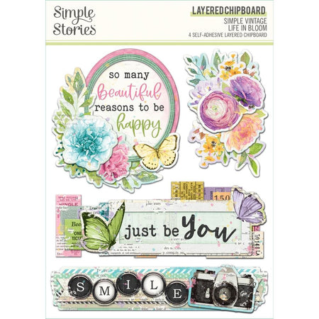 Simple Stories Simple Vintage Life In Bloom - Layered Chipboard