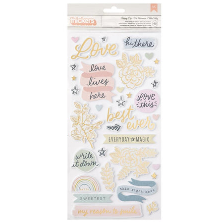 Crate Paper Gingham Garden - Happy Life Phrase Thickers