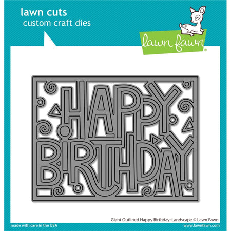 Lawn Fawn Craft Die - Giant Outlined Happy Birthday : Landscape