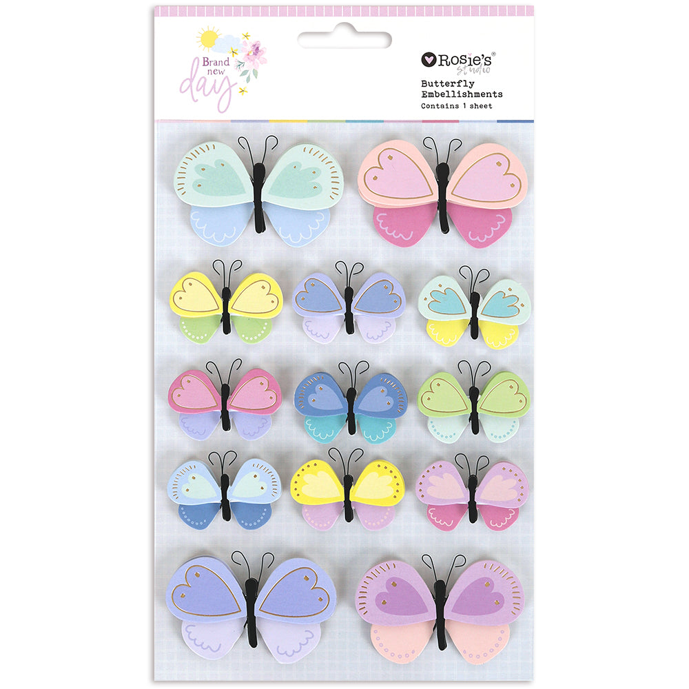 Rosie's Studio Brand New Day - Cardstock Butterfly Embellishments