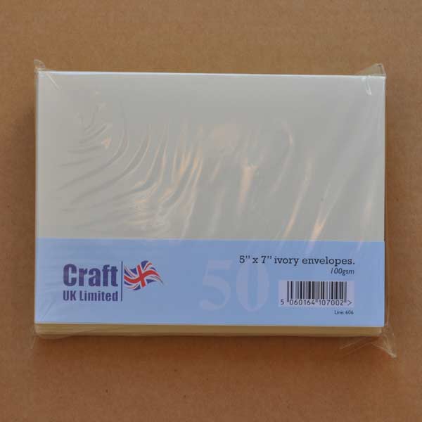 Craft UK Card Blanks & Envelopes - 5x7 Ivory (50)