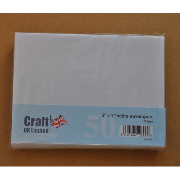 Craft UK Envelopes - 5x7 White (50)