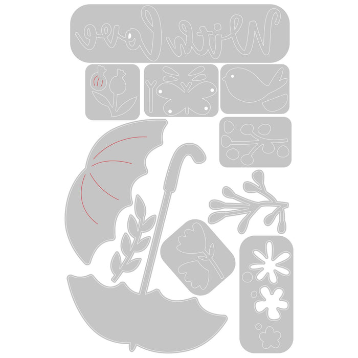 Sizzix Thinlits Die - Flowers in Umbrella