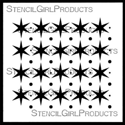 StencilGirl 6x6 Stencil - 6 Point Star Grid + Dot
