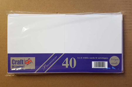 Craft UK Card Blanks & Envelopes - 6x6 Premium White (40)   