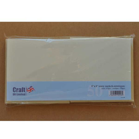 Craft UK Card Blanks & Envelopes - 6x6 Ivory (50)