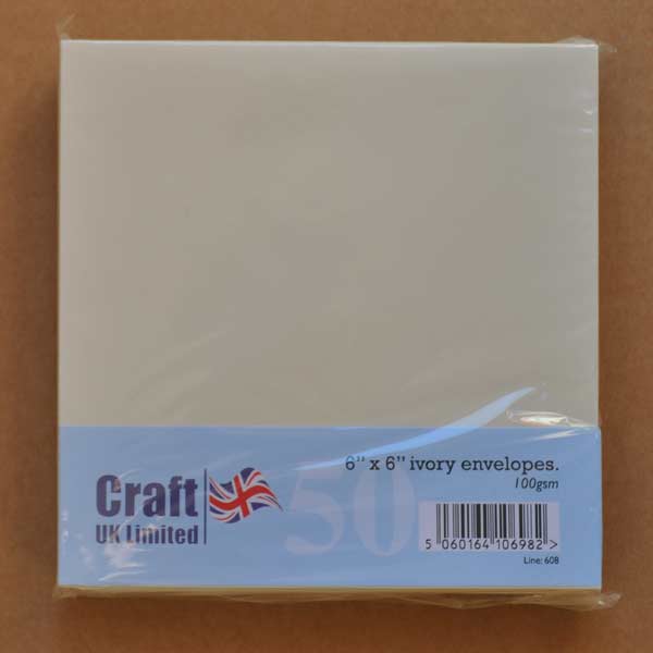 Craft UK Envelopes - 6x6 Ivory (50)