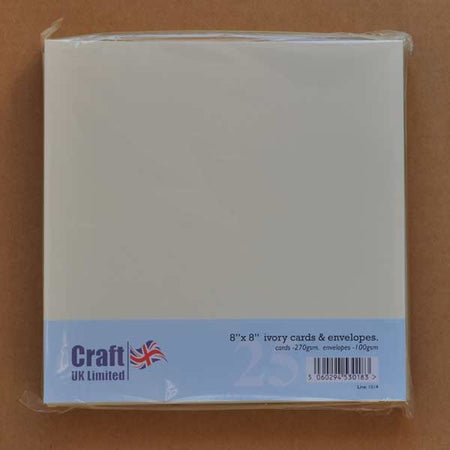 Craft UK Card Blanks & Envelopes - 8x8 Ivory (25)