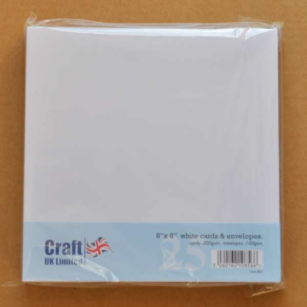 Craft UK Card Blanks & Envelopes - 8x8 White (25) 