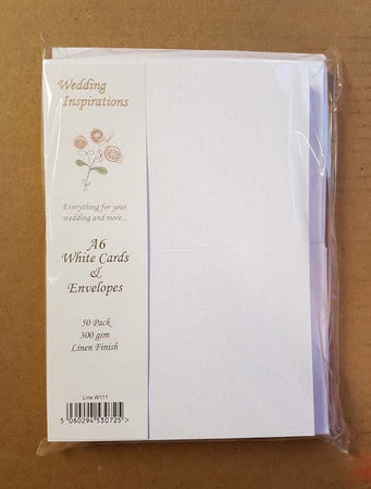 Craft UK Card Blanks & Envelopes - C6 White Linen Finish (50) 