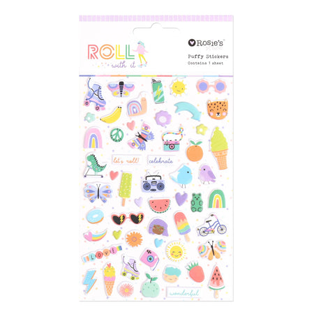 Rosie's Studio Roll With It - Puffy Motif Stickers