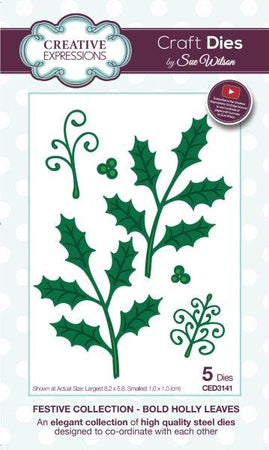 Creative Expressions Craft Die by Sue Wilson - Bold Holly Leaves