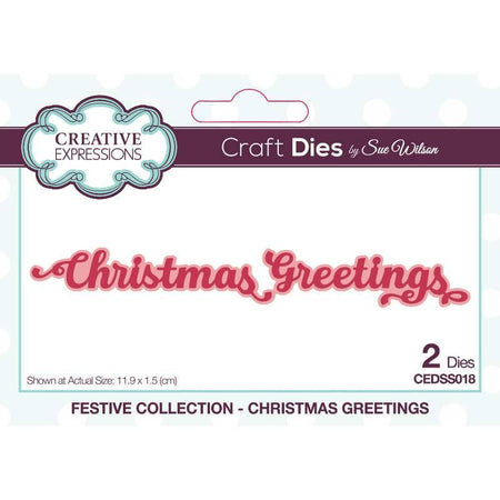 Creative Expressions Sue Wilson Craft Die - Festive Shadowed Sentiments Christmas Greetings
