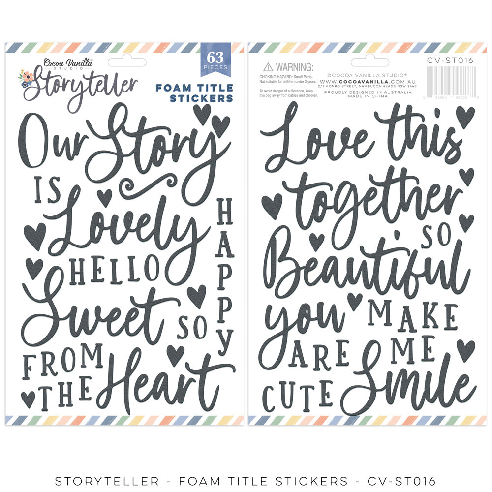 Cocoa Vanilla Studio Storyteller - Foam Title Stickers