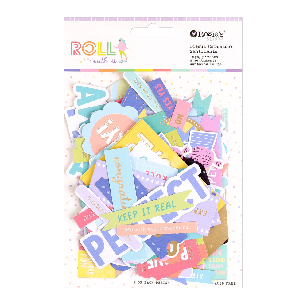 Rosie's Studio Roll With It - Diecut Ephemera Sentiments