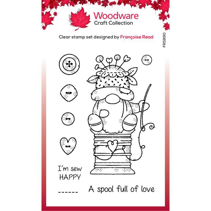 Woodware Clear Magic Stamp - Sewing Gnome