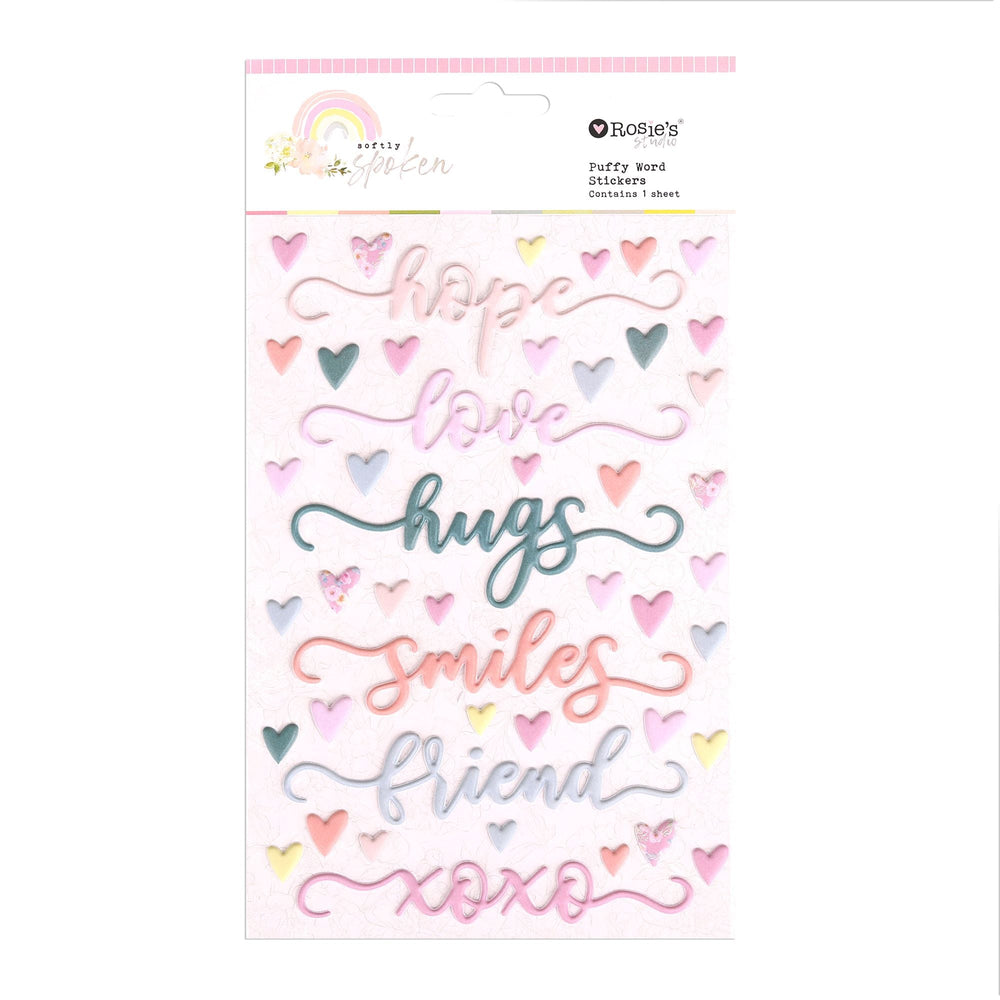 Rosie's Studio Softly Spoken - Puffy Sentiment Stickers