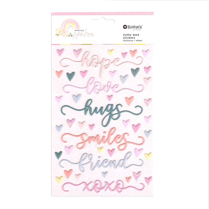 Rosie's Studio Softly Spoken - Puffy Sentiment Stickers