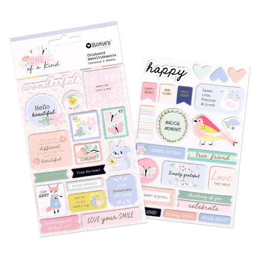 Rosie's Studio One Of A Kind - Chipboard Embellishments