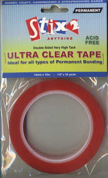 Stix2 Double Sided Very High Tack Ultra Clear Tape 12mm x 15m
