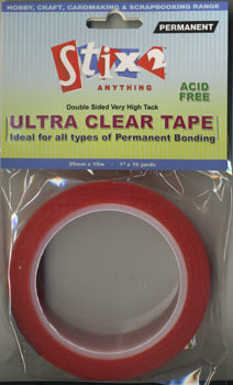 Stix2 Double Sided Very High Tack Ultra Clear Tape 25mm x 15m