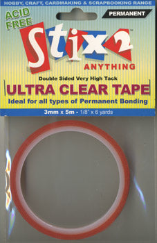 Stix2 Double Sided Very High Tack Ultra Clear Tape 3mm x 5m