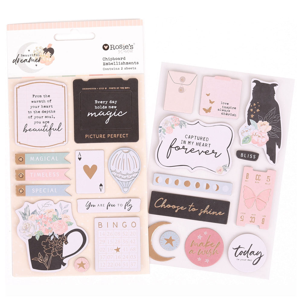 Rosie's Studio Beautiful Dreamer - Chipboard Embellishments
