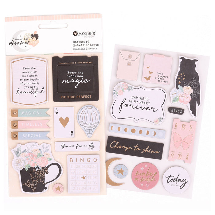 Rosie's Studio Beautiful Dreamer - Chipboard Embellishments