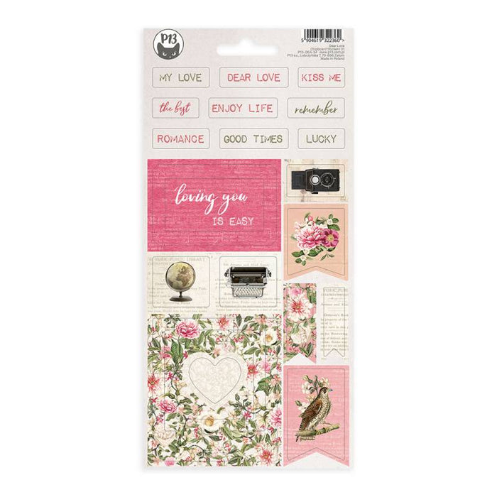 P13 Dear Love - Chipboard Sticker Sheet #1