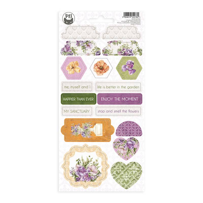 P13 Secret Garden - Chipboard Sticker Sheet #3