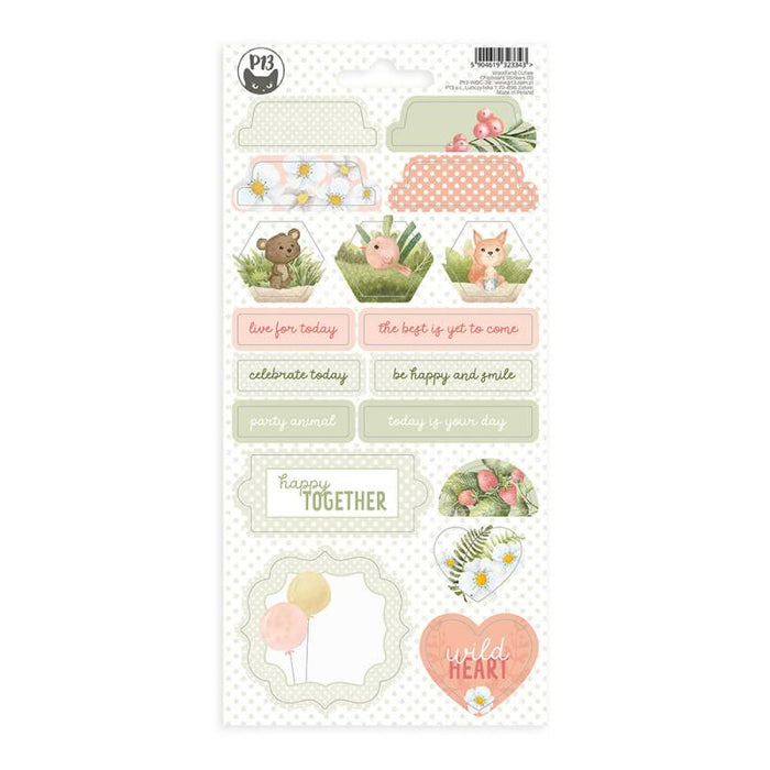 P13 Woodland Cuties - Chipboard Sticker Sheet #3