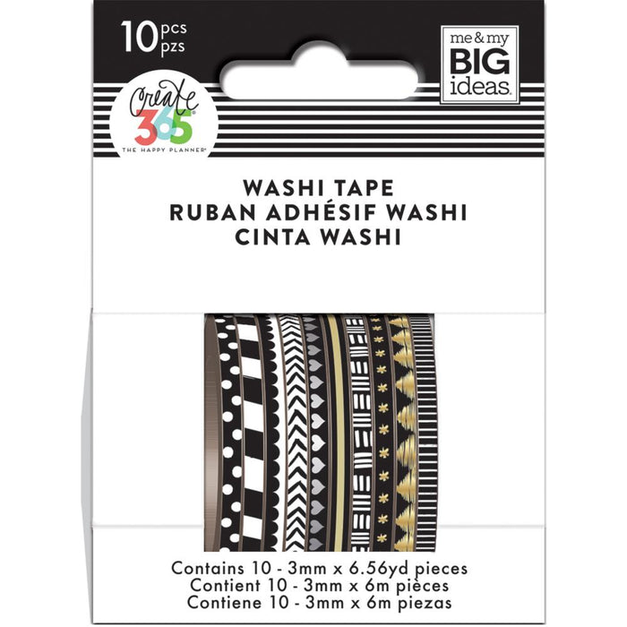 Me & My Big Ideas Happy Planner Mini Washi Tape - Black & White