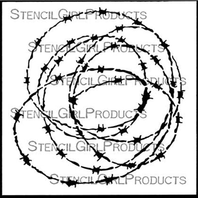 StencilGirl 6x6 Stencil - Barb Wire