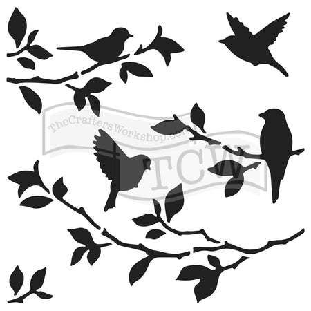Crafter's Workshop 6x6 Template - Birds on Branches